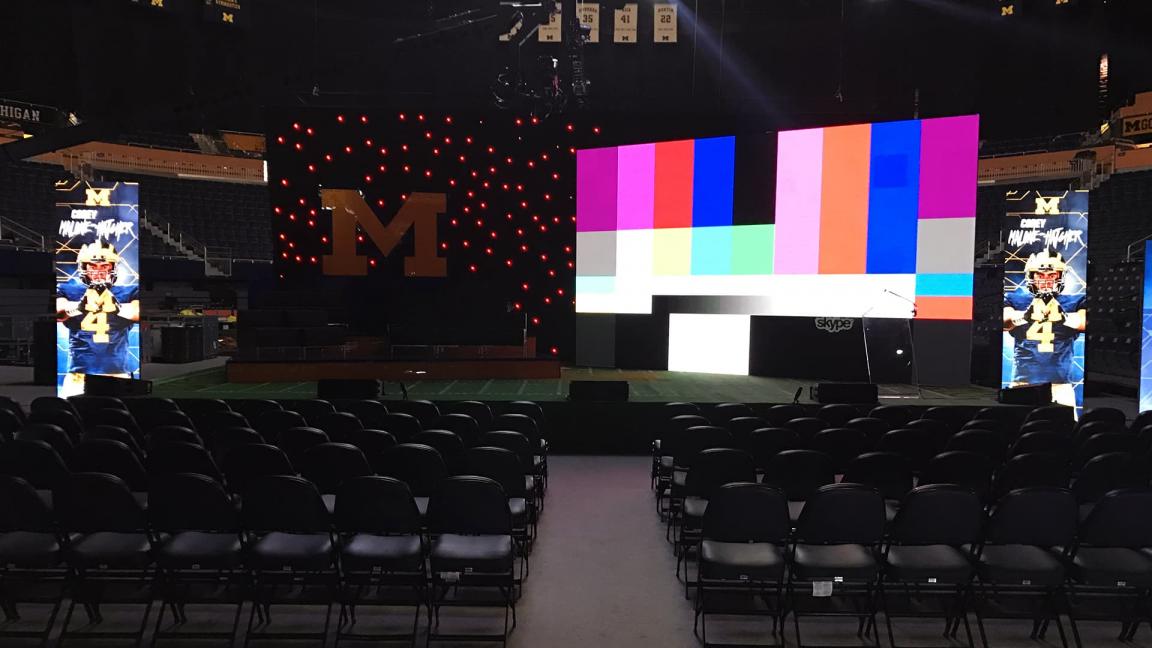 A view of the stage prior to showtime. Thorough planning and testing is done by Live X to ensure a reliable video stream for your audience.